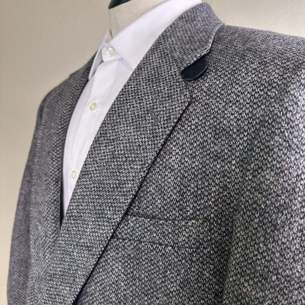 Barrington Sport Coat Blazer Men 44R Vintage Tweed Gray elbow pads